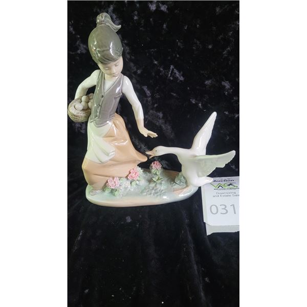 Lladro Girl w Aggressive Goose SC 1 Cat A