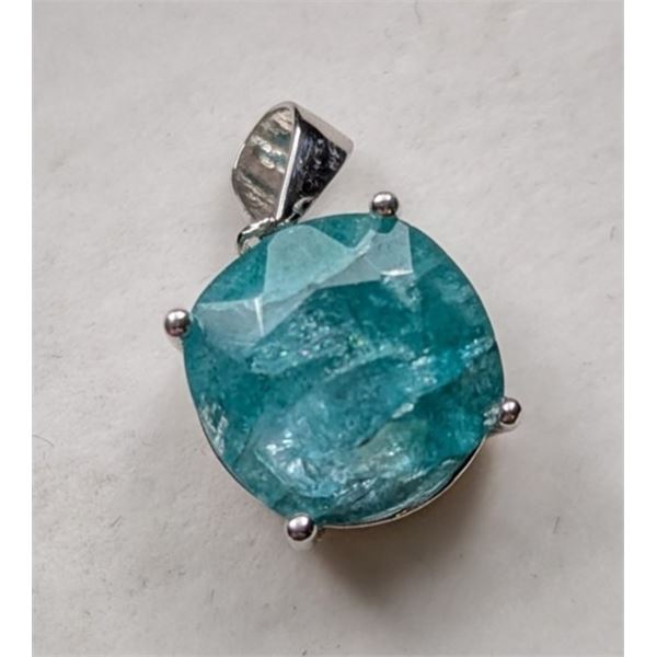 1.9 ct Certified Silver Emerald gemstone Pendant ($2,970 Appraisal)