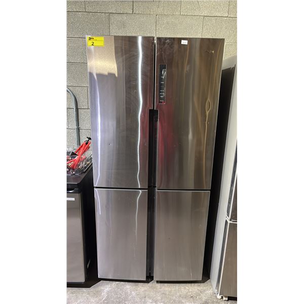 HAIER STAINLESS STEEL FRENCH DOOR FRIDGE WITH FRENCH DOOR FREEZER 32.5"W