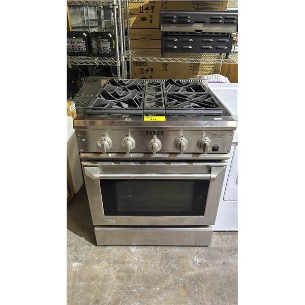 GE MONOGRAM STAINLESS STEEL GAS STOVE WITH ELECTRIC OVEN