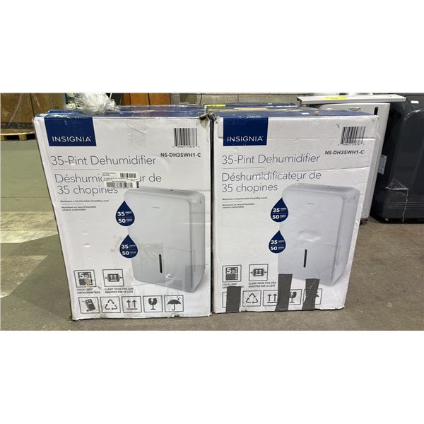 (2) INSIGNIA PORTABLE 35-PINT DEHUMIDIFIERS (UNKNOWN WORKING CONDITION, MAY BE MISSING PARTS &