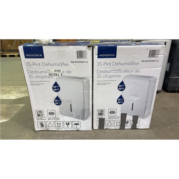 (2) INSIGNIA PORTABLE 35-PINT DEHUMIDIFIERS (UNKNOWN WORKING CONDITION, MAY BE MISSING PARTS &