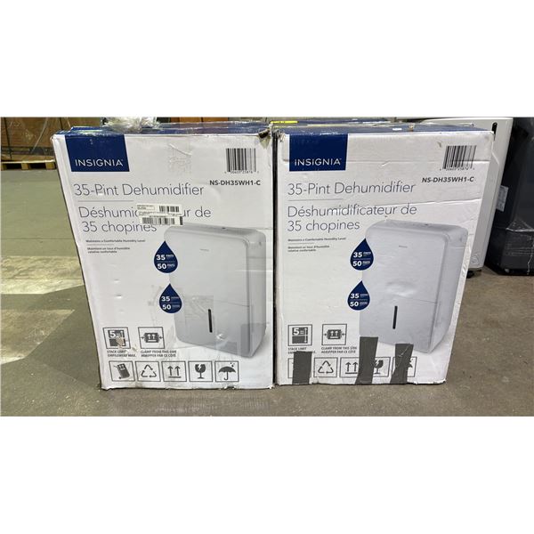 (2) INSIGNIA PORTABLE 35-PINT DEHUMIDIFIERS (UNKNOWN WORKING CONDITION, MAY BE MISSING PARTS &