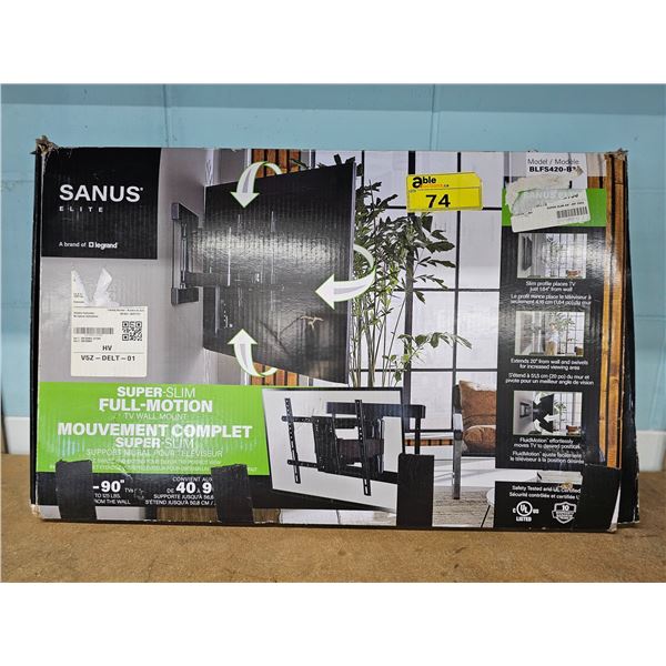 SANUS ELITE SUPER-SLIM FULL-MOTION TV WALL MOUNT: HOLDS 40" - 90" TVS UP TO 125LBS