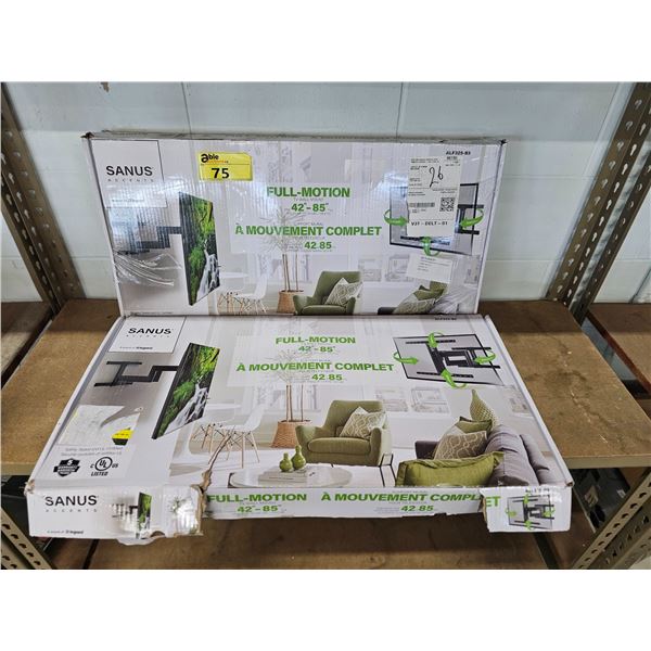 (2) SANUS ACCENTS FULL MOTION TV WALL MOUNTS: FITS 42" - 85" TVS  UP TO 120LBS
