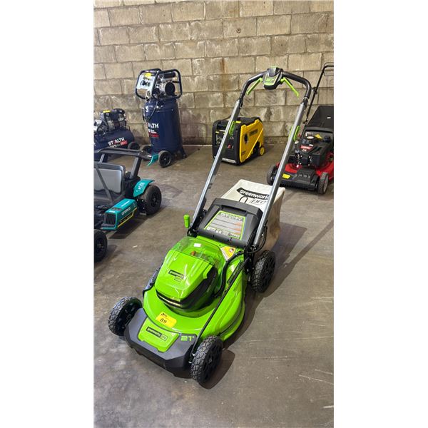 GREENWORKS PRO 80V CORDLESS GRASS TRIMMER W/GRASS CATCHER BAG - *NO BATTERY/NO CHARGER/WORKING