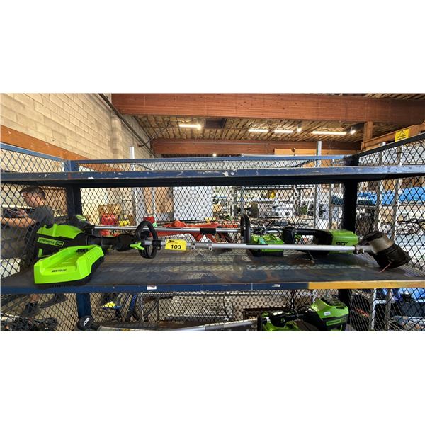 B&D CORDED WEED EATER (NO CORD) & (2) GREENWORKS PRO CORDLESS WEED EATERS *WORKING CONDTION UNKNOWN/