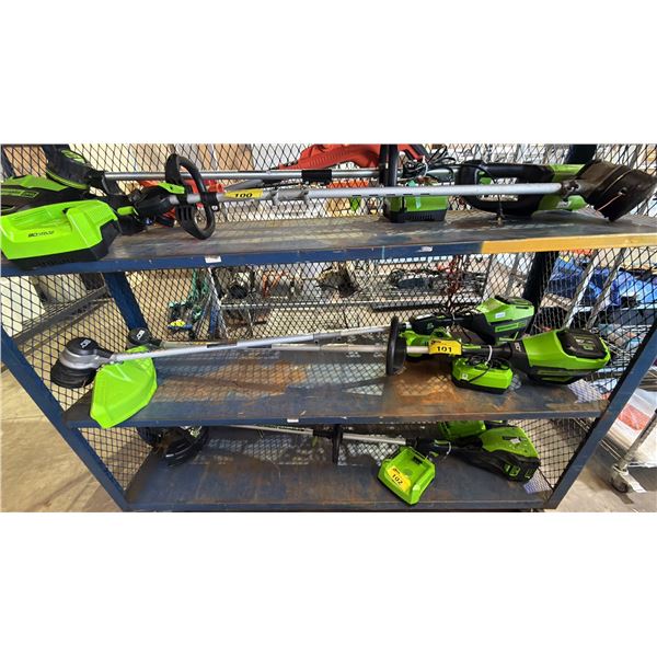 (2) GREENWORKS PRO CORDLESS WEED EATERS *WORKING CONDTION UNKNOWN/MAY BE MISSING PARTS & OR PIECES*