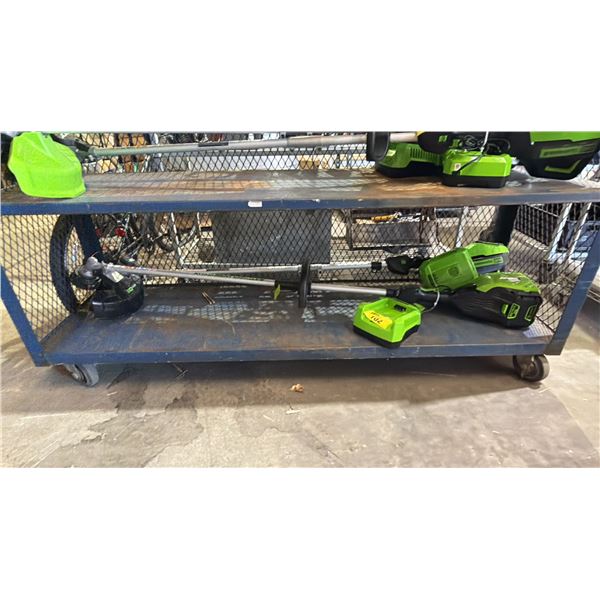 (2) GREENWORKS PRO CORDLESS WEED EATERS *WORKING CONDTION UNKNOWN/MAY BE MISSING PARTS & OR PIECES*