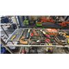 Image 2 : SHELF OF ASSORTED CLAMPS, HAMMER, MALLET, DRILL BIT, FISKARS PRUNER, KEYHOLE SAW & MORE