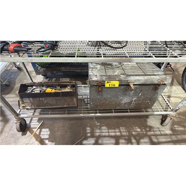METAL TOOLBOX WITH CONTENTS & METAL STORAGE BOX WITH CONTENTS