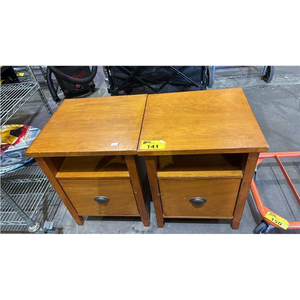 (2) WOOD SIDE TABLES: APPROX. 24"T X 18"D X 19"W