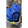 Image 2 : PALLET OF TARPS, TOTE & METAL 2-DRAWER FILING CABINET *MUST TAKE ALL ON PALLET*