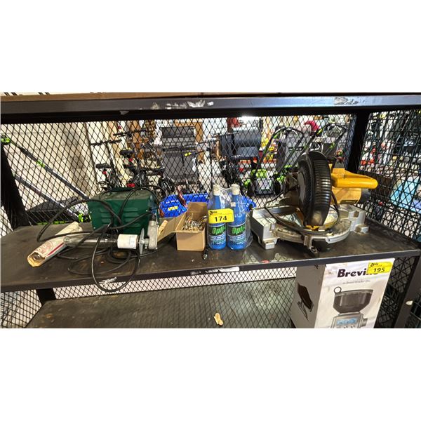DEWALT MITER SAW, 4-CYCLE ENGINE LUBRICANT, EDISON BULBS,  & MORE