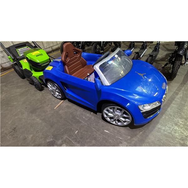 BLUE ROLLPLAY MINI AUDI SPYDER R8 CHILDREN'S RIDE-ON TOY *WORKING CONDITION UNKNOWN/MAY BE MISSING