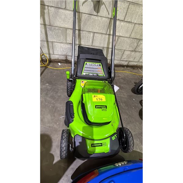 GREENWORKS PRO 80V CORDLESS GRASS TRIMMER W/GRASS CATCHER BAG - *NO BATTERY/NO CHARGER/WORKING