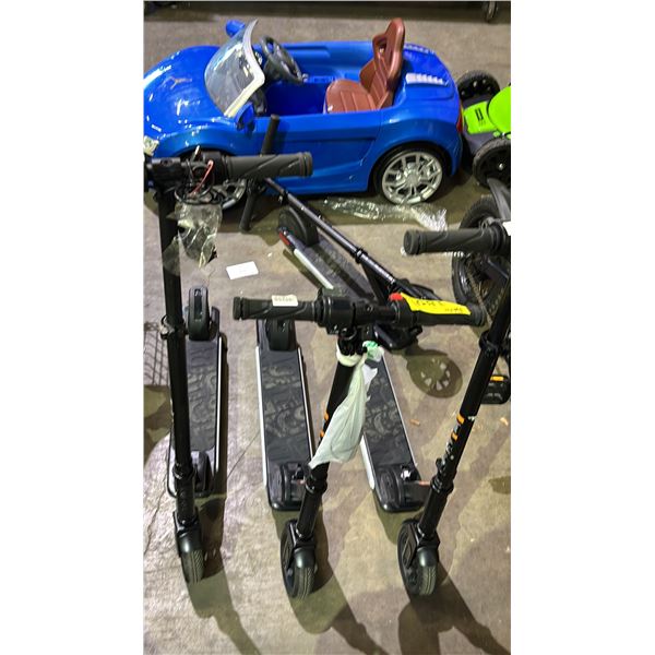 (4) ELECTRIC SCOOTERS *WORKING CONDITION UNKNOWN/MAY BE MISSING PARTS AND OR PIECES*
