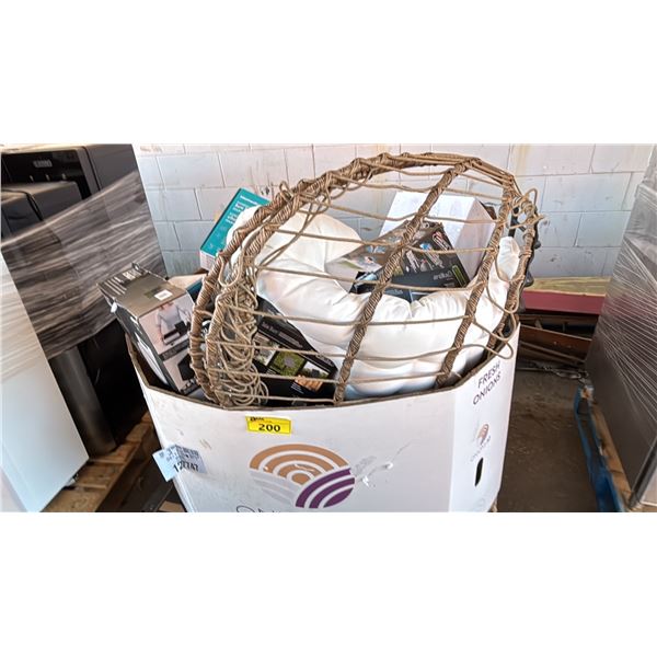 PALLET OF ASSORTED ITEMS INCLUDING CHEFMAN AIR FRYER, ARTIKA SOLAR BLAZE LIGHTS, HOMEDIC MASSAGER