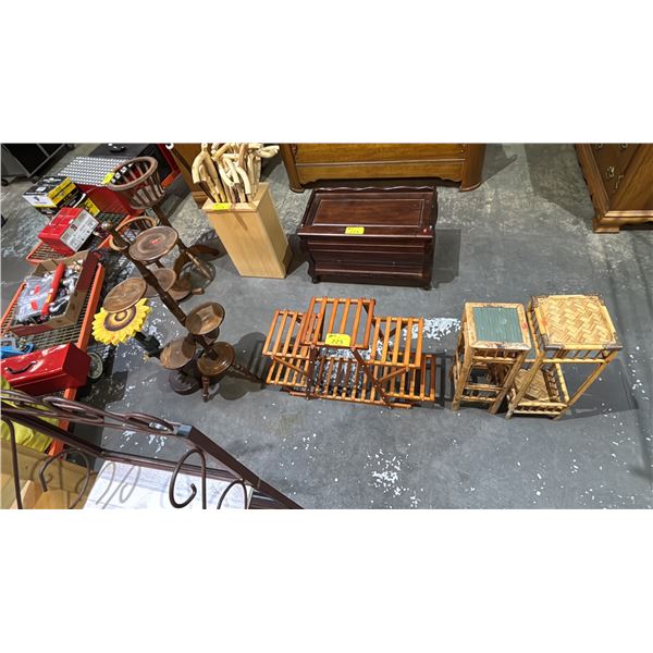 (5) ASSORTED WOOD PLANT STANDS