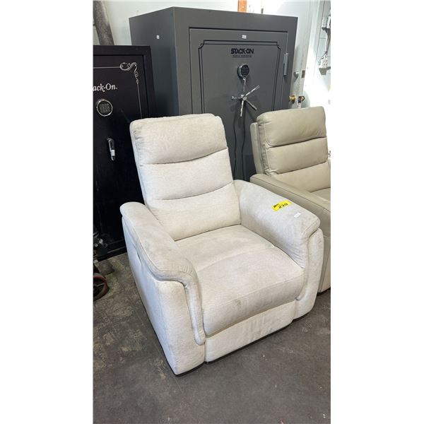 FABRIC UPHOLSTERED POWER RECLINER *NO POWER CORD/WORKING CONDITION UNKNOWN*