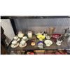 Image 2 : SHELF OF MOKA POTS, VINTAGE LUSTERWARE TEAPOT WITH TEACUPS & SAUCERS, LUSTERWARE VASE & MORE