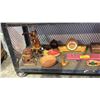 Image 2 : SHELF OF ASSORTED WOOD DECOR: MANTLE CLOCK, DECORATIVE SPOON, LARGE PAINTED BOWL & MORE