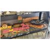 Image 3 : SHELF OF ASSORTED WOOD DECOR: MANTLE CLOCK, DECORATIVE SPOON, LARGE PAINTED BOWL & MORE