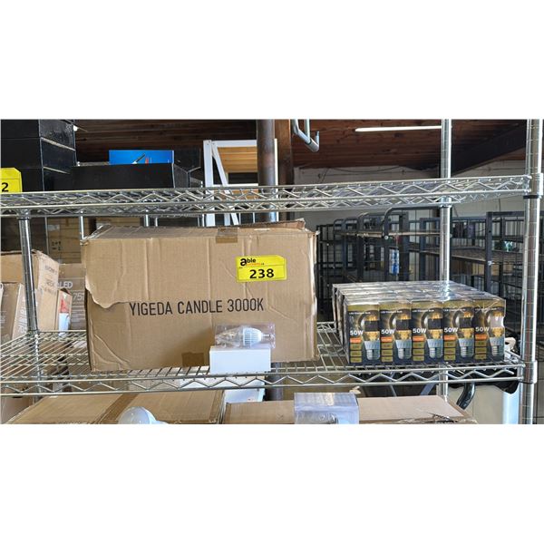 *NEW* CASE OF YIGEDA 4.5W 3000K CANDLE BUBS & (20) 50W LED FILAMENT BULBS