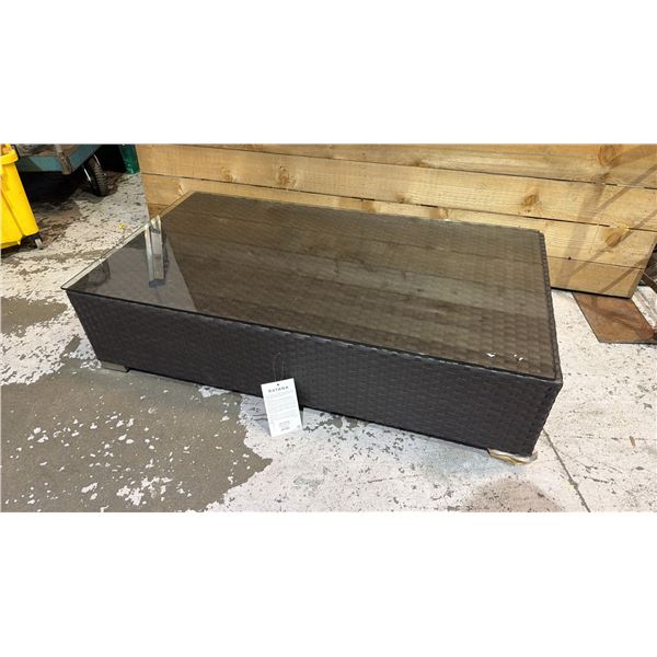 *NEW IN BOX* RATANA BRISBANE COFFEE TABLE WITH CLEAR GLASS TOP