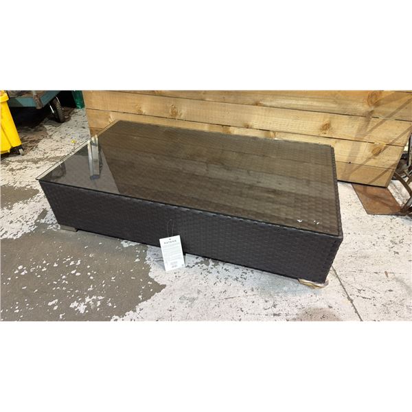 *NEW IN BOX* RATANA BRISBANE COFFEE TABLE WITH CLEAR GLASS TOP