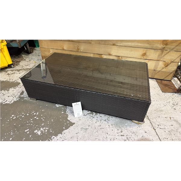 *NEW IN BOX* RATANA BRISBANE COFFEE TABLE WITH CLEAR GLASS TOP