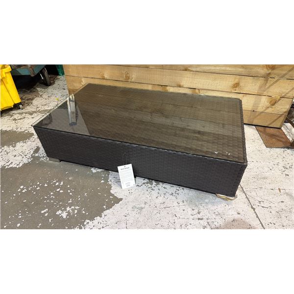 *NEW IN BOX* RATANA BRISBANE COFFEE TABLE WITH CLEAR GLASS TOP