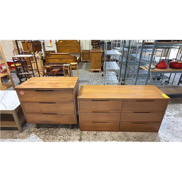 VINTAGE WALNUT 3-DRAWER DRESSER & VINTAGE WALNUT 9-DRAWER DRESSER
