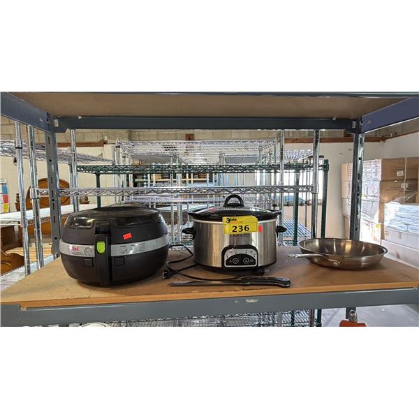 CROCK POT, T-FAL ACTIFRY & LAGOSTINA STAINLESS STEEL SAUTE PAN
