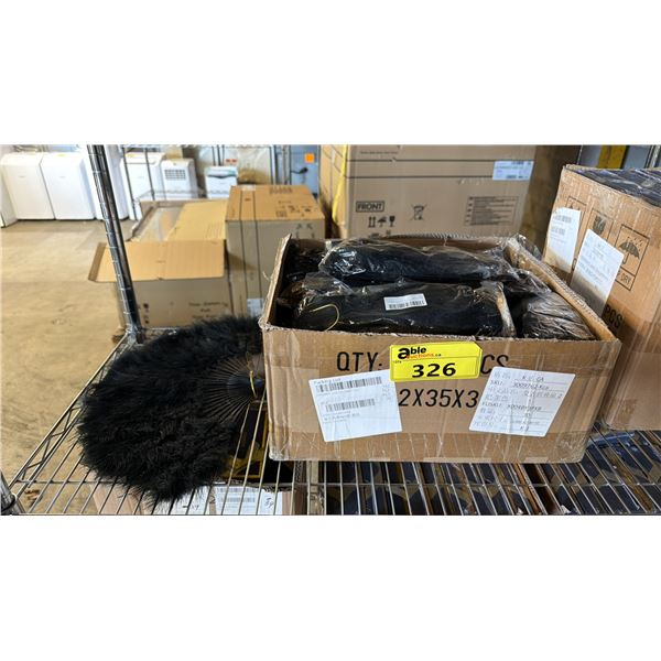 *NEW* BOX OF FOLDING BLACK FEATHER FANS