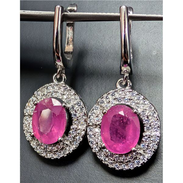SILVER(6.98G), RUBY (3CT)EARRING, SUGGESTED RETAIL VALUE $460