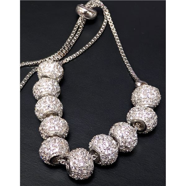 SILVER(8.94G), CZ BRACELET ADJUSTABLE, SUGGESTED RETAIL VALUE $270