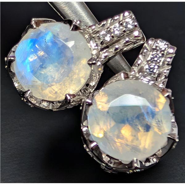 SILVER(4.46G), MOONSTONE (APP 3CT) EARRING, SUGGESTED RETAIL VALUE $320