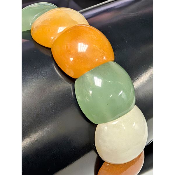 MULTI COLOR JADE BRACELET FLEXIBLE, SUGGESTED RETAIL VALUE $200