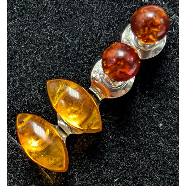 SILVER 2 PARIS AMBER EARRING
