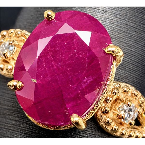 10K(2.4G), RUBY (3.8CT), DIAMOND (0.03CT)RING, SIZE 7.5, SUGGESTED RETAIL VALUE $4500