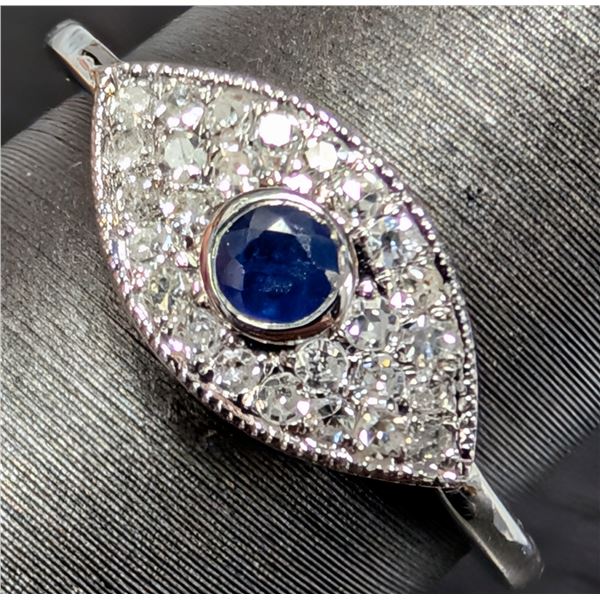 14K(2.36G), DIAMOND (0.2CT), SAPPHIRE (0.14CT)RING, SIZE 6.5, APPRAISED INSURANCE VALUE $2400
