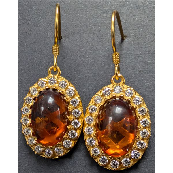 SILVER(6.5G), AMBER ( CT) EARRING, SUGGESTED RETAIL VALUE $360