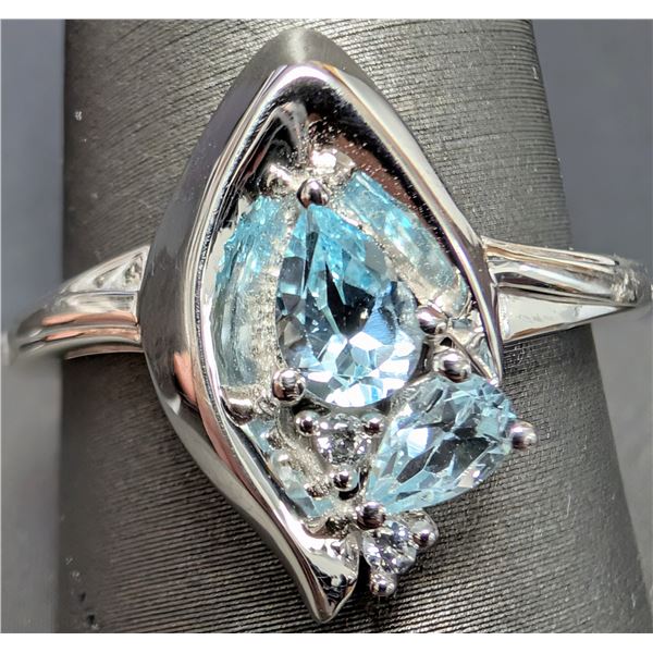 SILVER(3.37G), BLUE TOPAZ (0.6CT)RING, SIZE, SUGGESTED RETAIL VALUE $220