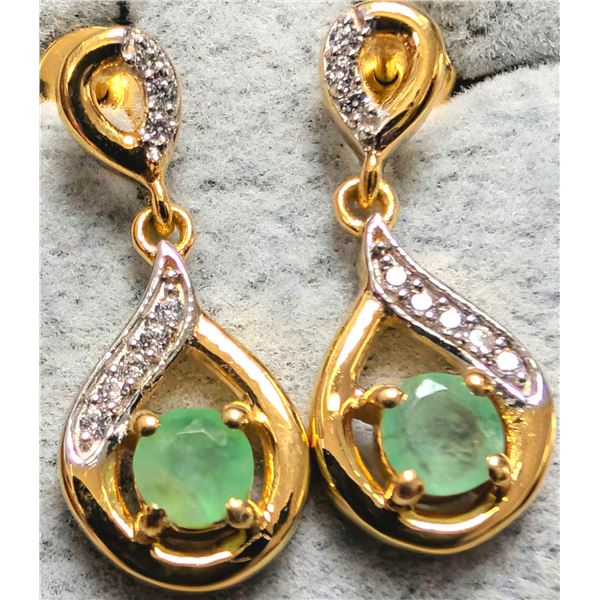 SILVER(2.9G), EMERALD (APP 0.4CT) EARRING, SUGGESTED RETAIL VALUE $200