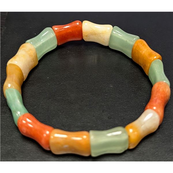 MULTI COLOR JADE FLEXIBLE BRACELET, SUGGESTED RETAIL VALUE $200
