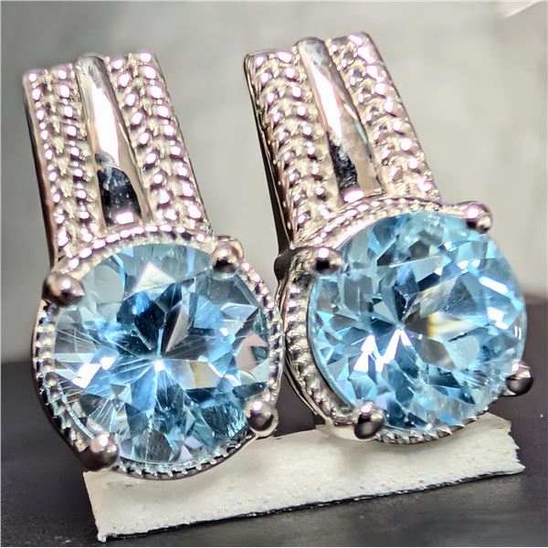 SILVER(4.51G), BLUE TOPAZ (APP 2CT)EARRING