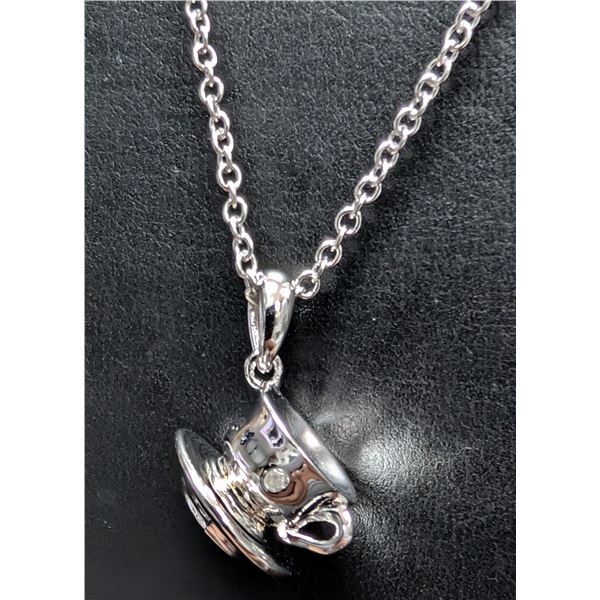 SILVER(3.46G), DIAMOND (0.01CT) NECKLACE 15"