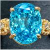 Image 1 : 10K(2.6G), BLUE ZIRCON (4.3CT), DIAMOND (0.03CT)RING, SIZE 7.5, APPRAISED INSURANCE VALUE $4500