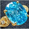 Image 2 : 10K(2.6G), BLUE ZIRCON (4.3CT), DIAMOND (0.03CT)RING, SIZE 7.5, APPRAISED INSURANCE VALUE $4500